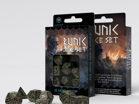 Runic Bottle-Green & Gold Dice Set - RPG Poly Dice Online