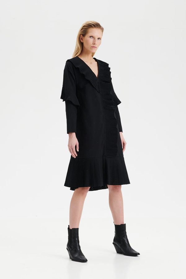 Hálo O-logo pleated devoré dress in black - UNIQUE PIECE Online Hot Sale