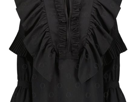 Hálo O-logo pleated devoré blouse in black Online