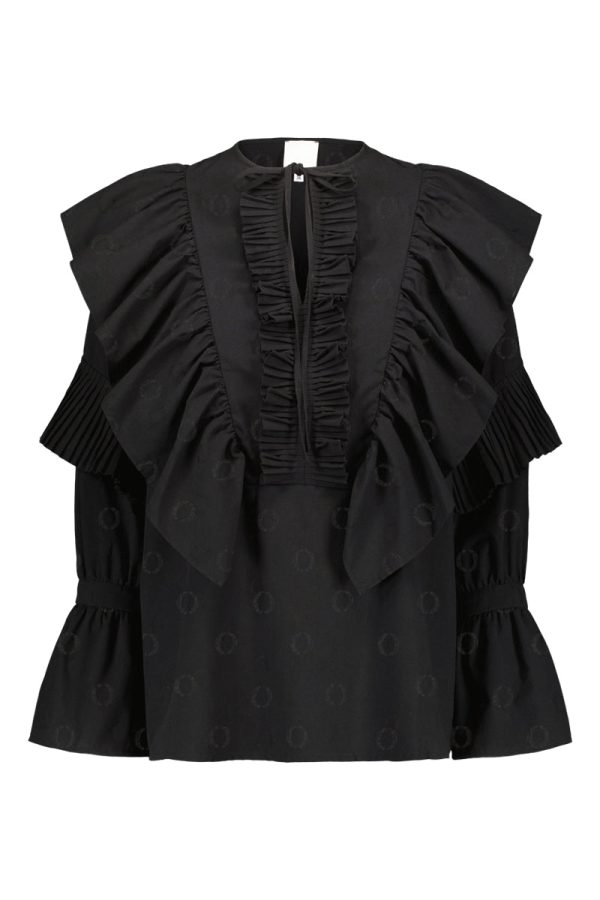 Hálo O-logo pleated devoré blouse in black Online