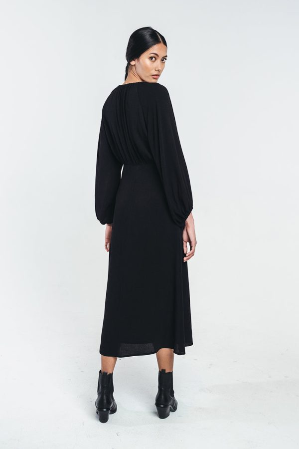 HUURRE midi dress in black For Cheap