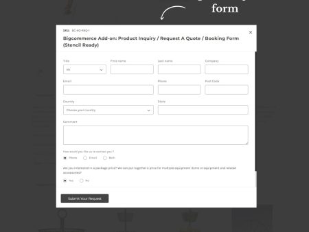 BigCommerce Add-on: Product Inquiry   Request A Quote   Booking Form Sale