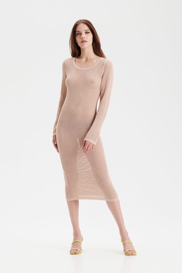 KAJO knitted mesh dress in powder - UNIQUE PIECE Hot on Sale