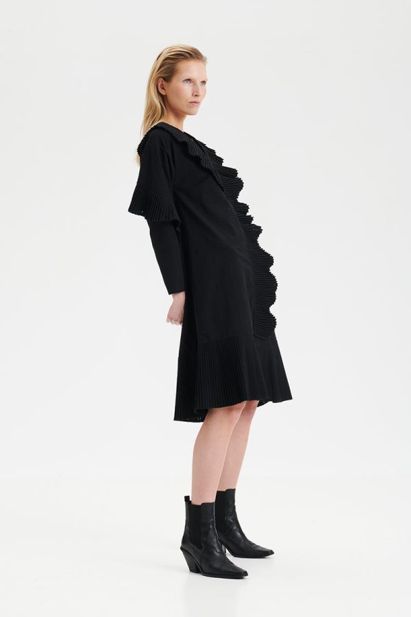 Hálo O-logo pleated devoré dress in black - UNIQUE PIECE Online Hot Sale