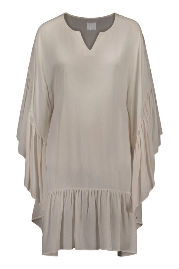 USVA frill kaftan dress in sand on Sale