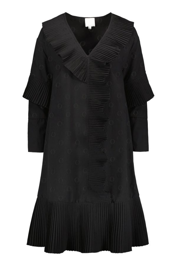 Hálo O-logo pleated devoré dress in black - UNIQUE PIECE Online Hot Sale