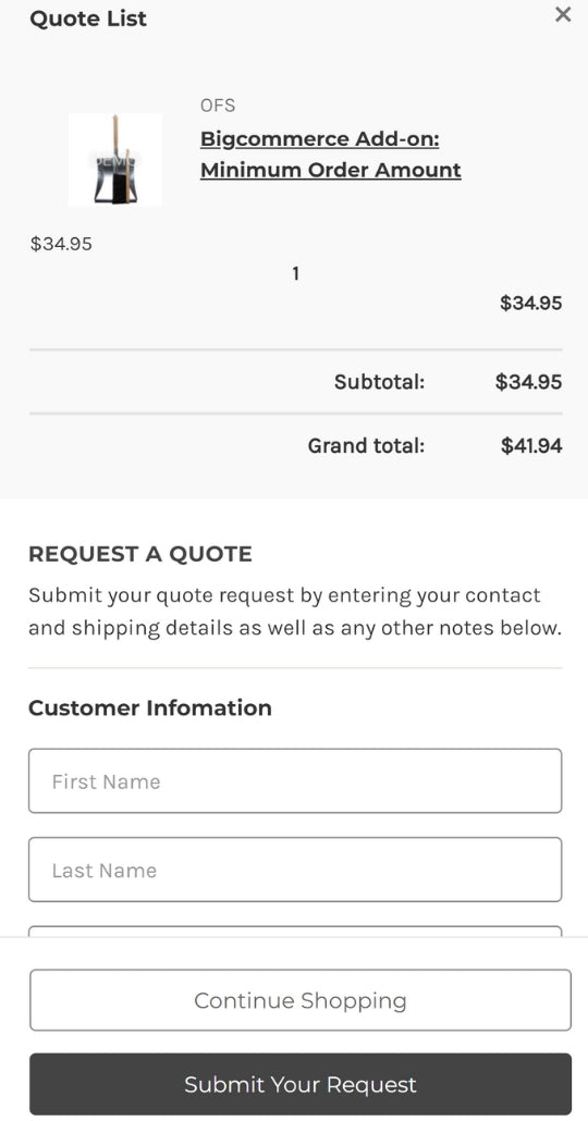 BigCommerce Add-on: Quote Cart (Plus) - Request a Quote For Cheap