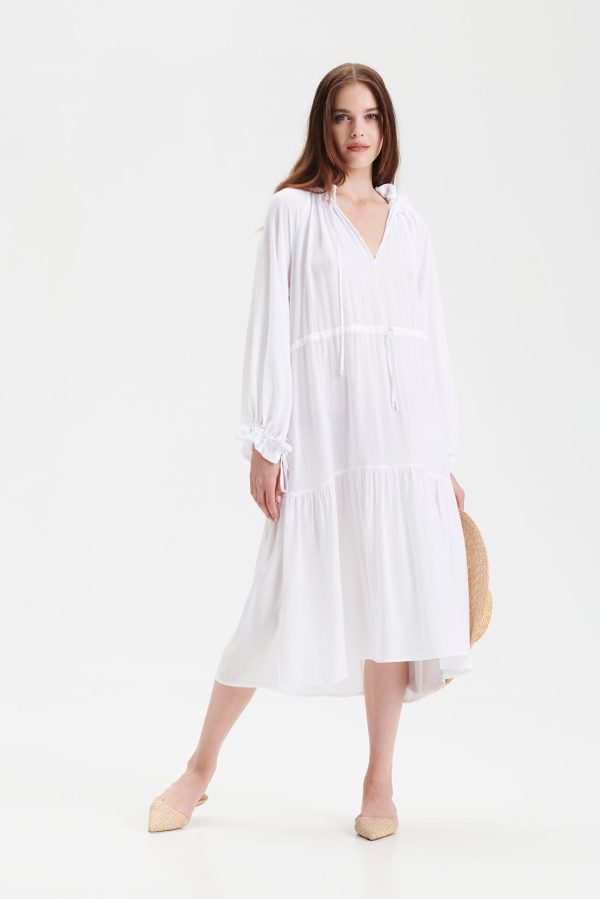 TUNDRA midi dress in white on Sale