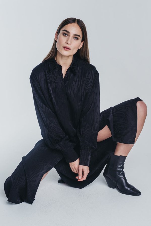 KAARNA long shirt dress in black Discount