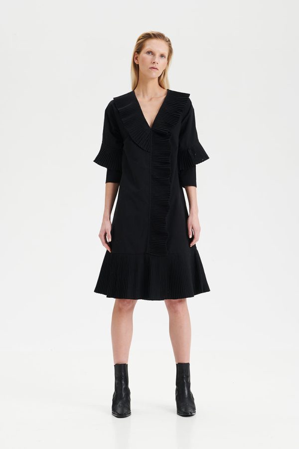 Hálo O-logo pleated devoré dress in black - UNIQUE PIECE Online Hot Sale