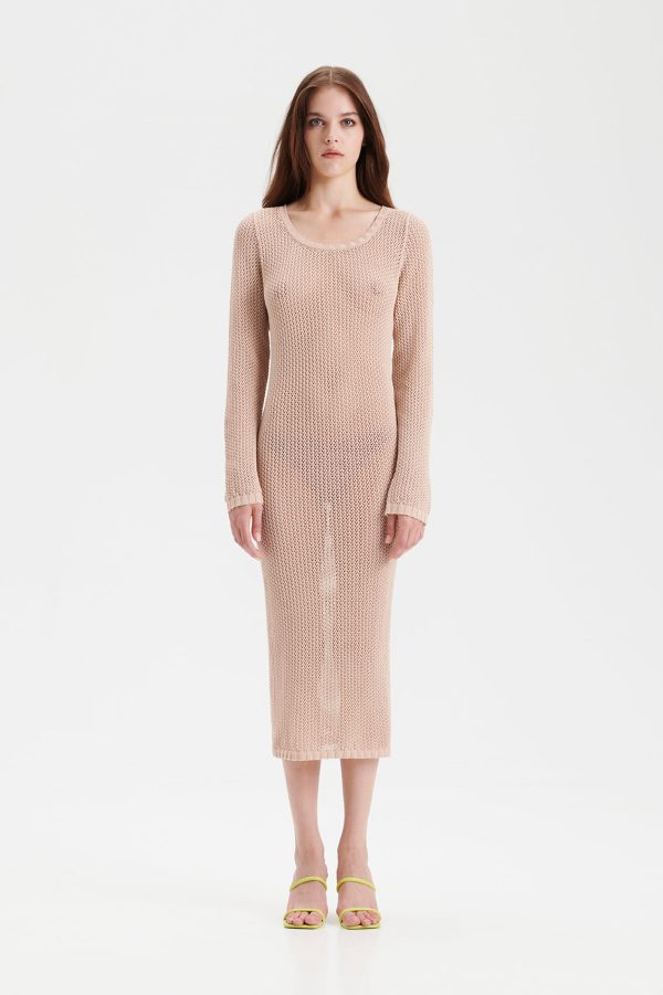 KAJO knitted mesh dress in powder - UNIQUE PIECE Hot on Sale