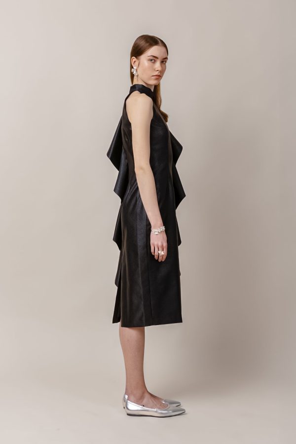 KAAMOS frill dress in shimmering black For Sale