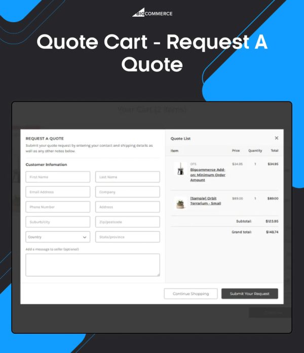 BigCommerce Add-on: Quote Cart (Plus) - Request a Quote For Cheap