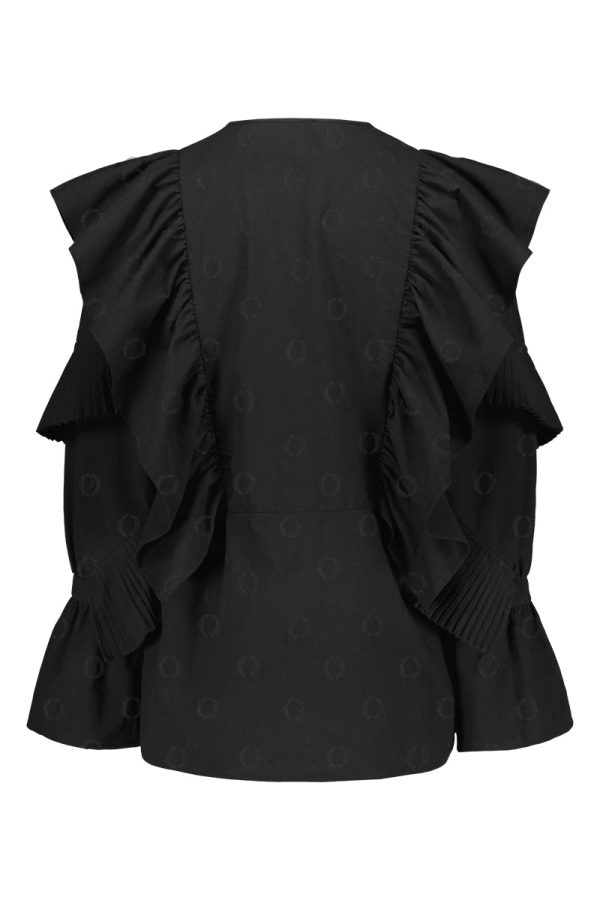 Hálo O-logo pleated devoré blouse in black Online