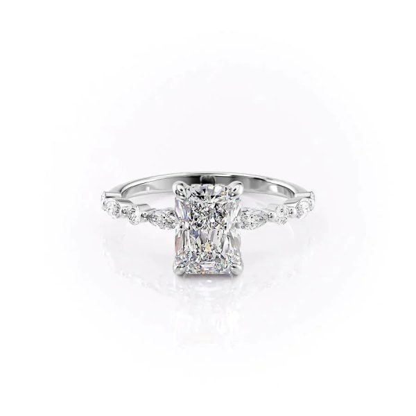 The Lindsey Set With A 5 Carat Radiant Moissanite For Sale